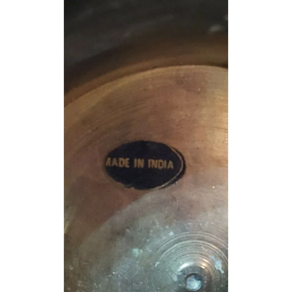 Vintage Solid‎ Brass Basket With Handle Ruffled Edge 8
